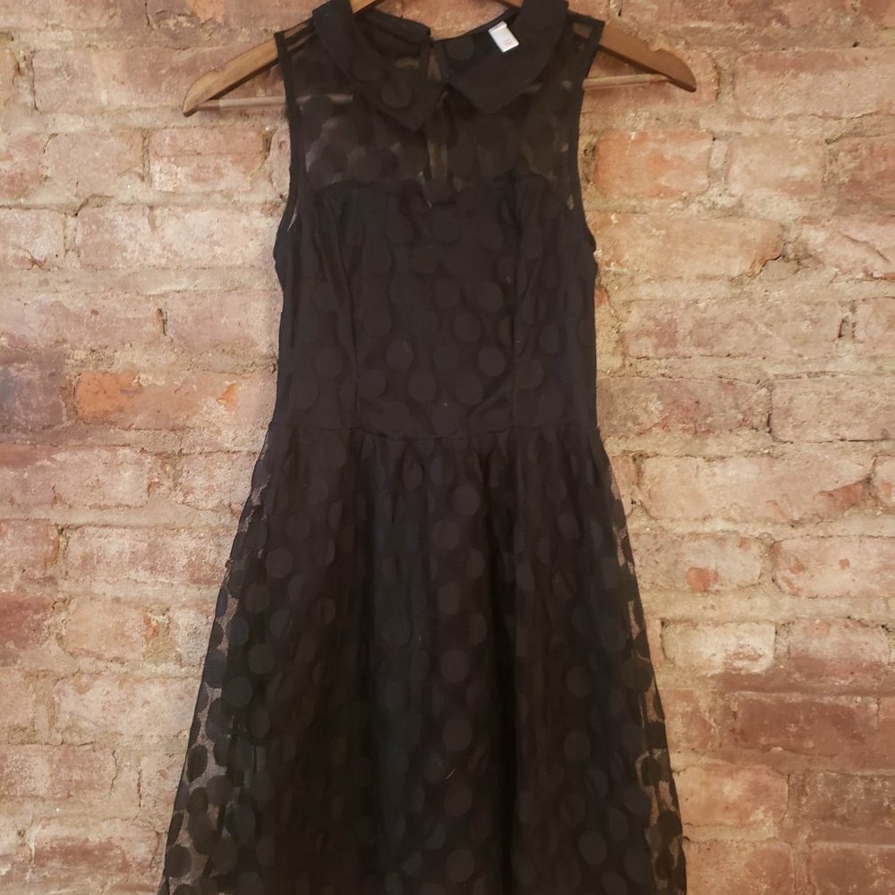 Black polka dot dress (lined dress with some sheer at top) Small